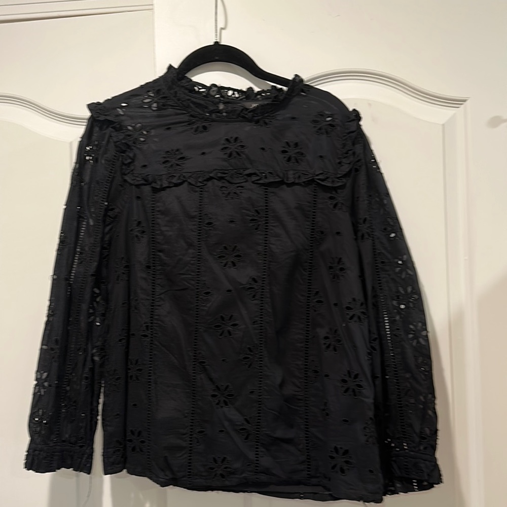 J.Crew black eyelet shirt